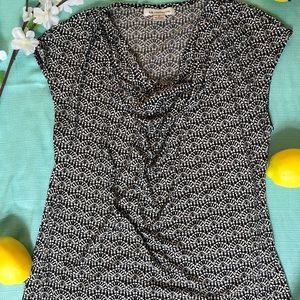 Black and white draped neck Liz Claiborne Blouse